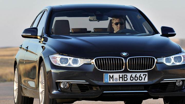 Front Pose Of 2012 BMW 3 Series Sedan F30 In Black